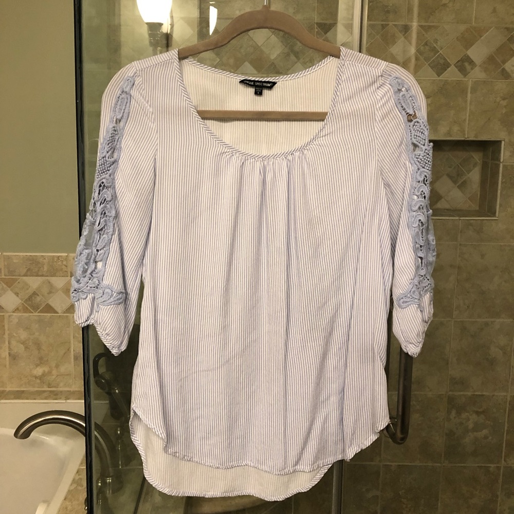 Seersucker stripped boho blouse